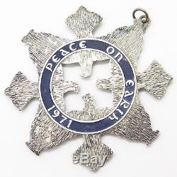 Vtg Wallace 925 Silver Peace on Earth 1971 Christmas Ornament / Large Pendant