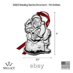 Wallace 2023 Annual sterling silver Santa Ornament, 7th Edition, NEW in Box