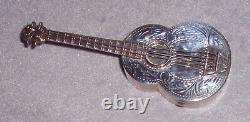Wallace Detailed Sterling Guitar Pill Box Christmas Ornament Pendant Decoration