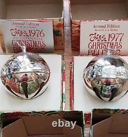 Wallace Silversmiths Bell Ornament Lot of 12 VTG 1974 1985 Cards Boxes