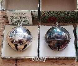 Wallace Silversmiths Bell Ornament Lot of 12 VTG 1974 1985 Cards Boxes