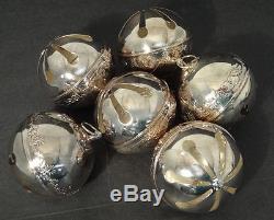 Wallace Sleigh Bell Silver Plated 1980's Christmas Tree Ornaments-Lot of 6