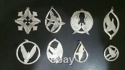 Wallace Sterling Silver Dove Christmas Ornaments 1971-78 Set