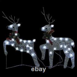 Weather-Resistant Material 140 LEDs Silver Reindeer&Sleigh Christmas Decoration
