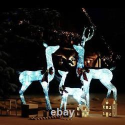 Weather-Resistant Silver Color Reindeer Family Christmas Decoration with 201 LED