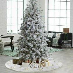 White Snowflake Christmas Tree Skirt Base Floor Mat Cover Xmas Decor Ornament