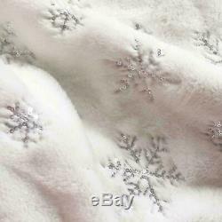 White Snowflake Christmas Tree Skirt Base Floor Mat Cover Xmas Decor Ornament